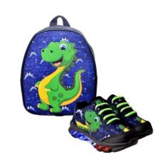 Kit Tênis De Led Infantil Menino Masculino Dinossauro + Mochila-Masculino