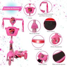 Patinete Infantil Menina Com Led Mundo de Kaboo Ajustável - Toys 2U