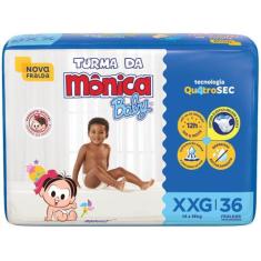 Fralda Turma da Mônica Baby Mega Tamanho XXG 36 Unidades Descartáveis,