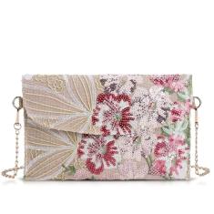QTKJ Bolsas clutch para mulheres, pacote de envelope, bolsa de palha com flores bordadas de lantejoulas, bolsas de mão boêmias feitas à mão, Multicor, One Size