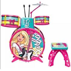 Bateria Infantil com Banquinho Barbie Fabulosa FUN 7293-1