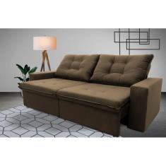 Sofá Retrátil Reclinável Malta 2,00m Suede Velut Bege c/ Molas no Assento - King House