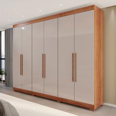 Guarda-Roupa Casal Eldorado Premium 6 Portas 6 Gavetas com Pé 100% Mdf Cinamomo/Off White - Pnr Móveis