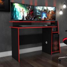 Mesa Gamer 130cm Evolution Movelbento, Preto/Vermelho Gamer