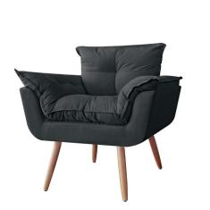 Poltrona Decorativa Opalla Suede Preto - DS Estofados - Estopar