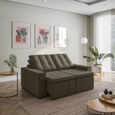 Sofá Cama Retrátil E Reclinável 3 Lugares 180cm Em Veludo Com Molas E Braço Reto Palmeira Cabecasa M Grafite