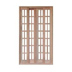 Porta Correr Quadriculado 4 Folhas Mista Reto Com Fechadura 1,20 X 2,10 Rodam Natural