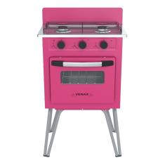 Fogão Portátil 2 Bocas Venax Gemini Vetrô a Gás GLP - Rosa
