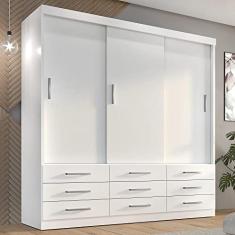 Guarda Roupa Casal Capri 3 Portas Correr 9 Gav Branco