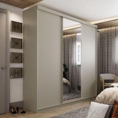 Guarda-roupa Casal 100% Mdf Bp com 3 Portas e 1 Espelho Geneve Panna