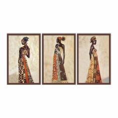 Quadro decorativo africanas 3p sem moldura 115x57