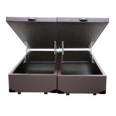 Cama Box Baú King Bipartido AColchões Suede Bege 41x193x203