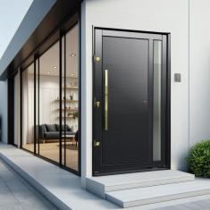 Porta Pivotante Lambril Visione com Puxador Lado Direito Elite 216x120cm Preto