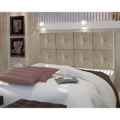 Painel De Cama Box Botão Casal 1,40 Elegance Cor Bege/Areia