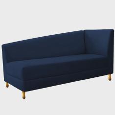 Recamier Valéria 140cm Lado Esquerdo Suede Azul Marinho - adj Decor