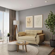 Sofá 2 Lugares Patrícia Suede Bege