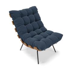 Poltrona Costela Suede Drossi Azul Marinho