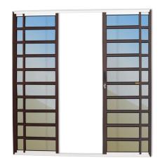 Porta De Correr Com Travessas 4 Folhas Super Vidro Reflex 210cm X 240cm Brimak Mix Corten