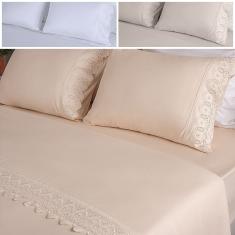 Jogo de Cama Lençol King Micro Percal 300 fios com 4 Peças Premium - BF Colchões