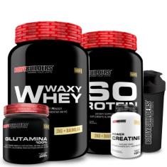 KIT Waxy Whey 2kg + Iso Protein 2kg+ Power Creatina 100g + Glutamina 1