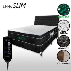 Cama Box Casal Magnético D33 Com Massageador e Controle + Cabeceira Co