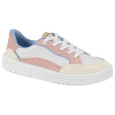 Tênis Casual Feminino Moleca 5791.102 Branco/Rosa-Feminino