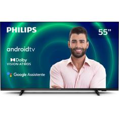 Smart TV Philips Android  Tela 55" 55pug7406/78  4k Google Assistant Comando de Voz Dolby Vision/atmos Vrr/allm, Bluetooth