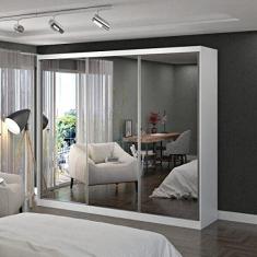 Guarda Roupa Casal Espelhado 3 Portas de Correr 4 Gavetas 1904e3 Foscarini Branco