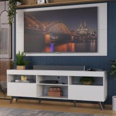 Rack c/ Painel p/ TV até 65" e Pés Retrô Flórida Multimóveis  Branco/P