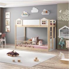 Beliche Montessoriana Garden com Grade X Dupla Casatema Marroml/Branco