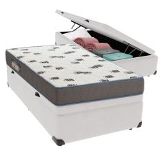 Cama Box Solteiro com Bau Ortobom D33 Light Branco
