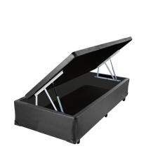 Cama Box Baú Solteiro Conforto Sintético Cinza + Colchão Solteiro Conforto Espuma D23  24x88x188