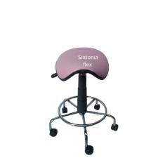 Cadeira sela estética s/ encosto c/ regulagem de altura , dentista, tatuador, manicure - base cromada corano rosa claro