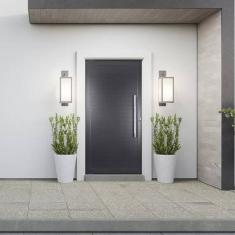 Porta de Aluminio Lambril Pivotante 220x100cm com Puxador Preto