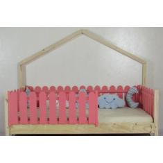 Cama Montessoriana Solteirão Base Moldura Colorida Madeira Maciça Pinu