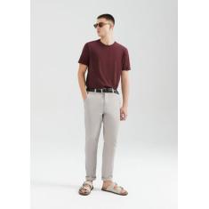 Calça Básica Masculina Chino Slim Em Sarja Com Elastano - Hering, 042,