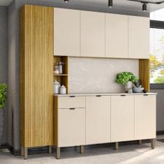 Cozinha Compacta 9 Portas 1 Gaveta Pulse Kits Paraná, Freijo/Vanila/CP