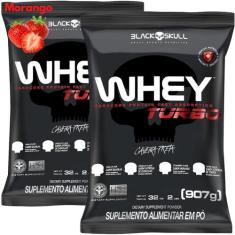 2x Whey Protein Concentrado Turbo Refil 907g - Kit 2X Black Skull - Ga