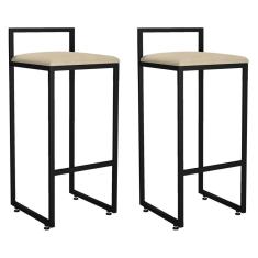 Kit 02 Banquetas Altas Hanna Preto Suede Bege