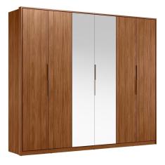 Guarda Roupa Casal Atrice 6 Portas Nogueira Touch Com 2 Espelhos Demartêz Nogueira Touch