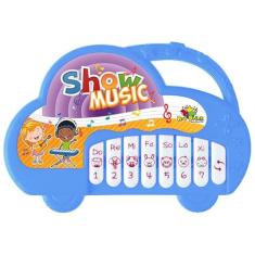 Teclado Infantil Musical Piano Bebê Show Music Brinquedo Dó Ré Mi Fá Só Lá Si Linha Premium M5 Armarinhos (Azul)