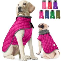Fragralley Casaco para cães, casaco de inverno impermeável à prova de vento, casaco refletivo para clima frio para cães com orifício para arnês, colete de lã quente para cães pequenos, médios e