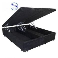 Cama Box casal com baú bege bi partido + Colchão Molas Bonnel