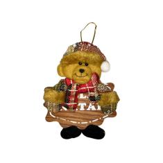 Enfeite Decorativos de Natal com Placa Ursinho 15cm - Casambiente