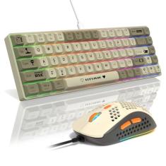 AJAZZ AK680 Teclado e mouse mecânicos para jogos, teclas PBT trocáveis a quente, teclas RGB retroiluminadas, programáveis, anti-fantasma, USB-C com fio, 60% ultracompacto, mini teclado com fio para