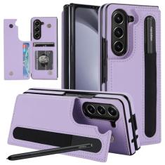 Asuwish Capa de telefone para Samsung Galaxy Z Fold 5 5G 2023 capa carteira com slot S Pen SPen suporte para cartão de crédito suporte fino robusto bolsa flip celular acessórios para celular ZFold5 Z5
