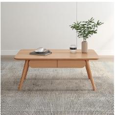 Mesa de centro oval moderna, mesa central de madeira com duas gavetas, para apartamentos pequenos, salas de estar, quartos e escritórios, fácil montagem