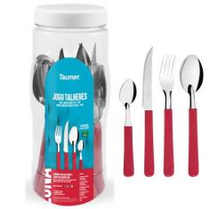 Jogo Faqueiro 24 Peças Luna Talheres Aço Inox Faca Garfo Colher + Pote