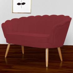 Namoradeira Estofada Pés Palito Para Sala de Estar Pétala Suede Vermel