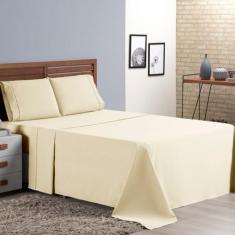 Jogo de Lençol Cama Casal Padrão 4 Peças Micro Percal 400 fios com Pon